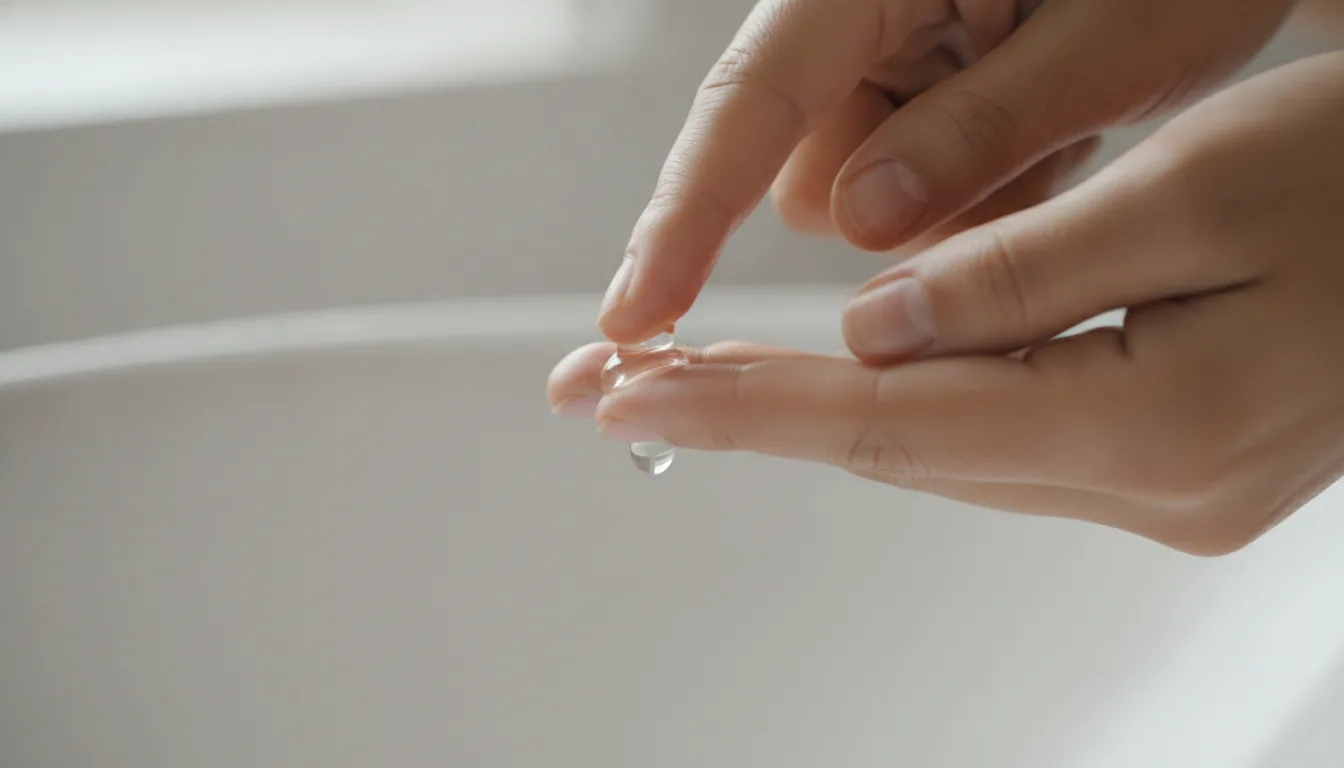 Damp skin, thin layers, thirty seconds between each. The rule behind the glaze.