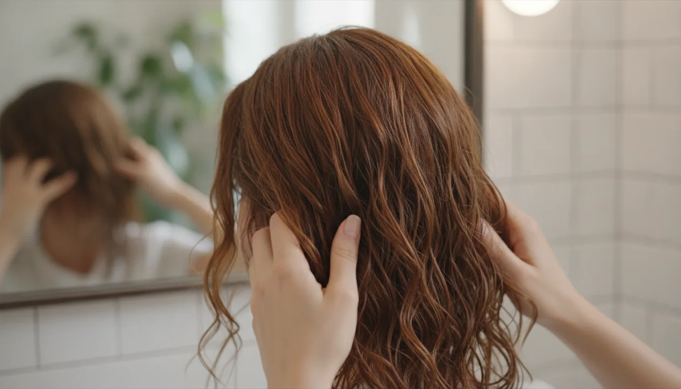 Mid-lengths to ends only, on damp hair. Roots stay untouched.