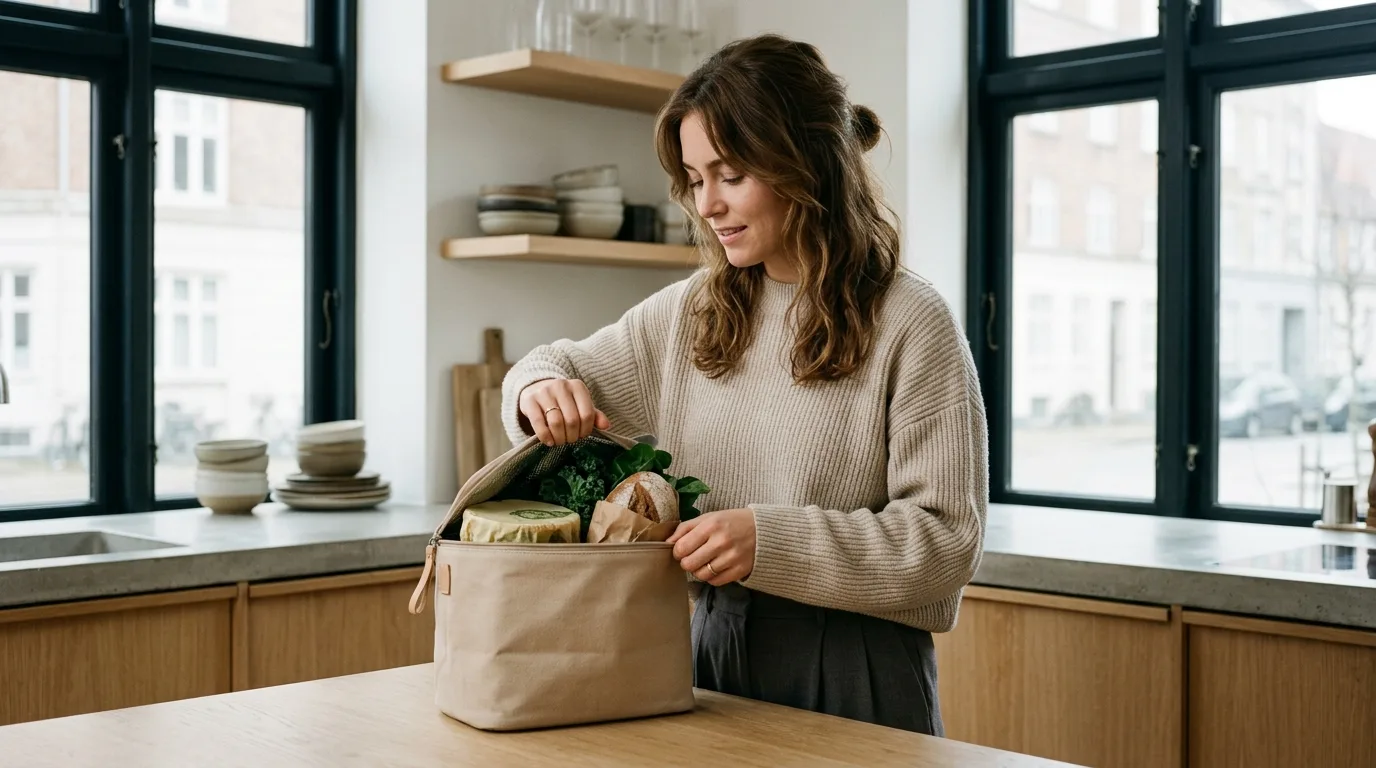 Morning package in a minimalist apartment