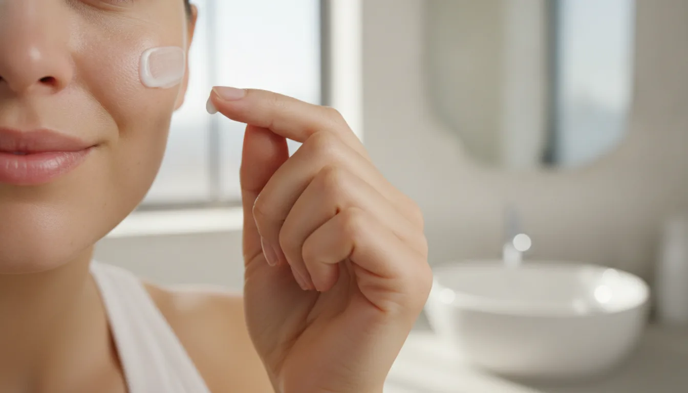 Two finger-lengths for face and neck — the dosage that makes SPF 50 actually mean 50.
