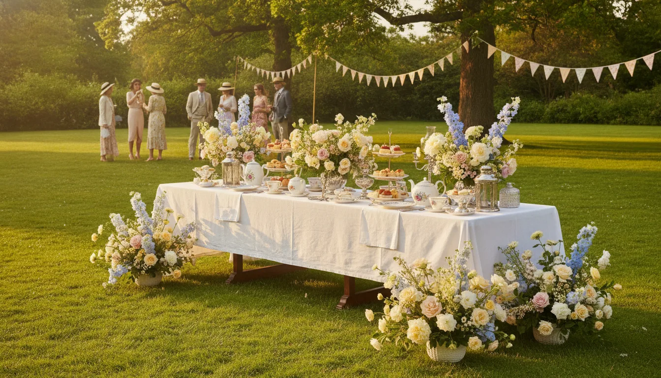The garden party setting on the Windsor estate, photographed before guests arrived.
