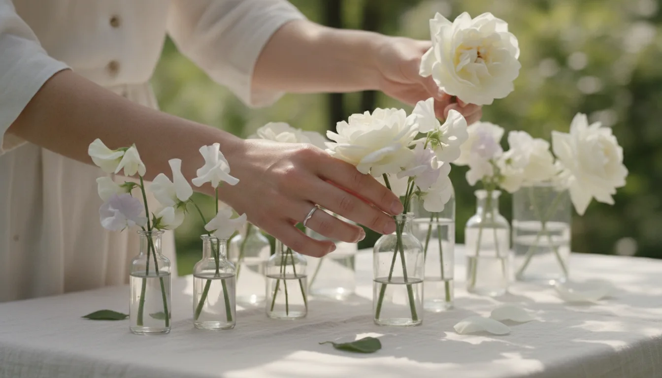 Flowers from the estate's own gardens, arranged simply on every table.