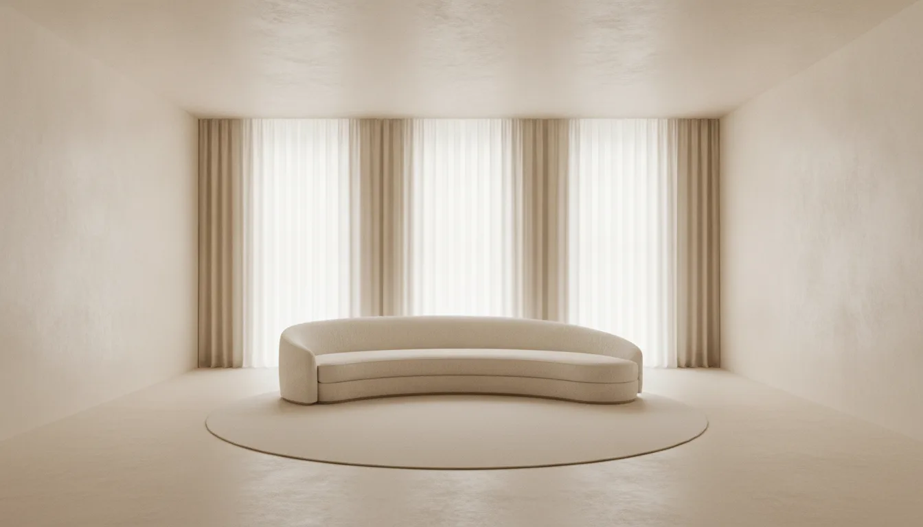 Cream on cream on quiet. The empty room as a nervous-system choice.