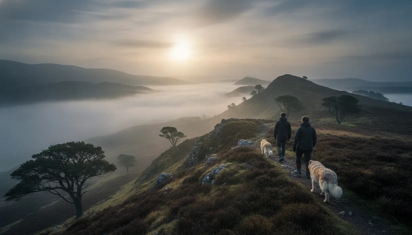 The couple's weekend reportedly centers on long walks across the estate — dogs included.